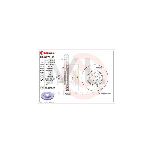 BREMBO 09.5870.14 Brake Disc Internally Vented, with bolts/screws | ML Performance Car Parts