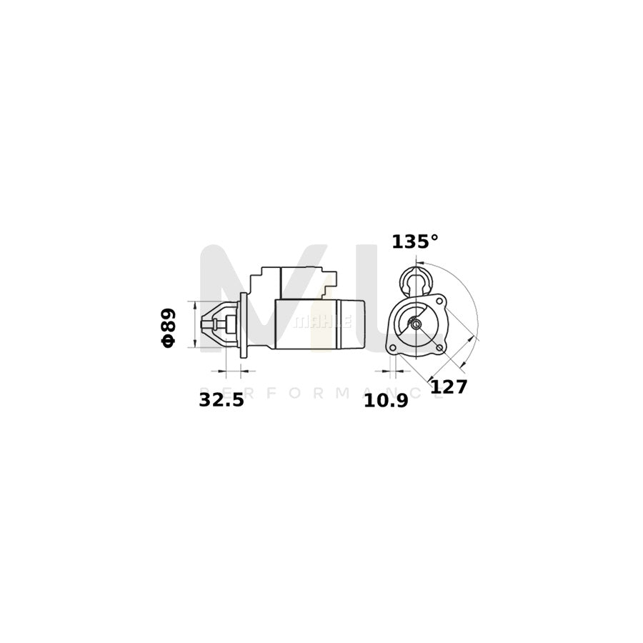MAHLE ORIGINAL MS 215 Starter motor 12V 2,5kW, Teeth Quant.: 9 | ML Performance Car Parts