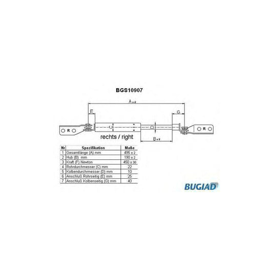 Bugiad BGS10907 Tailgate Strut For Mazda Premacy (Cp)