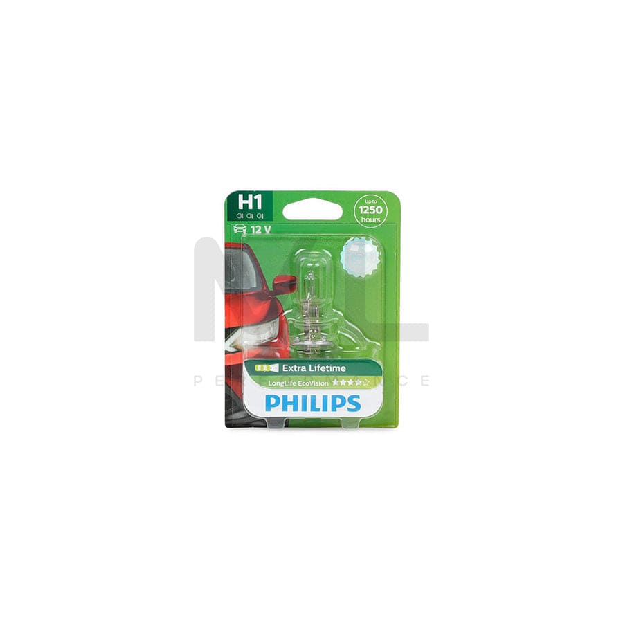 PHILIPS LongLife EcoVision 12258LLECOB1 Bulb, spotlight H1 12V 55W P14,5s Halogen | ML Performance Car Parts