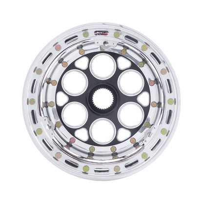 Weld 734B-31053 Magnum Midget Sprint Wheel 13x10 31-Spline ET0 BS3 Black Center - Polished Shell