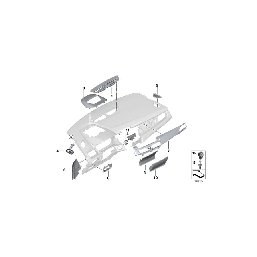 Genuine BMW 51459262980 F46 F45 Trim Panel, I-Panel, Outer Right AIRBAG ON/OFF (Inc. 218d, 214d & 220i) | ML Performance UK Car Parts