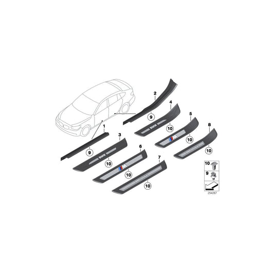 Genuine BMW 51477220446 F07 F07 Cover Molding, Sill, Inner Rear Right ELFENBEINWEISS (Inc. 530d 155kW, 520d & 535iX) | ML Performance UK Car Parts