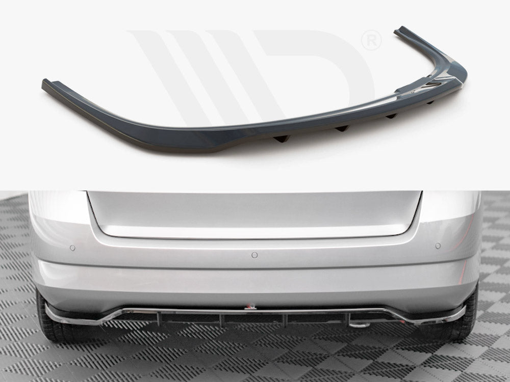 Maxton Design SK-FA-3-RD1T+RD2T Central Rear Splitter (vertical Bars) Skoda Fabia Combi MK3 (2014-2019) | ML Performance UK Car Parts