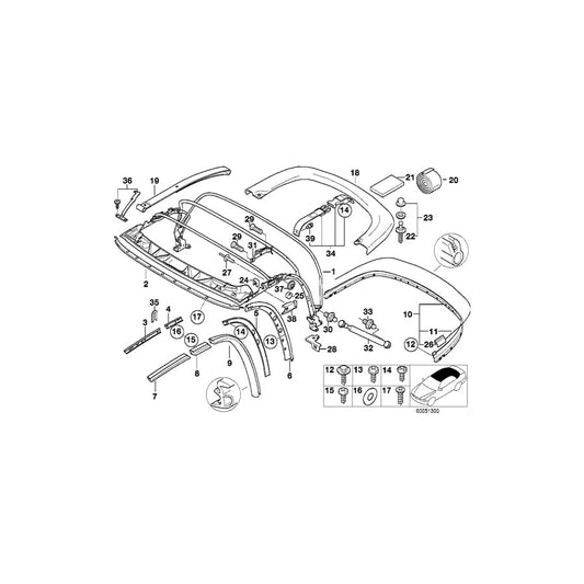 Genuine BMW 54318412408 E36 Scraper, Internal Head Lining Right (Inc. Z3 M, Z3 2.0 & Z3 1.8) | ML Performance UK Car Parts