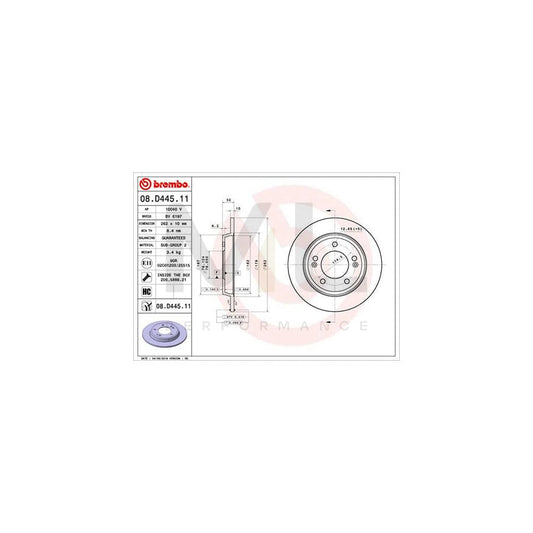 BREMBO 08.D445.11 Brake Disc Solid, Coated, High-carbon, with bolts/screws | ML Performance Car Parts