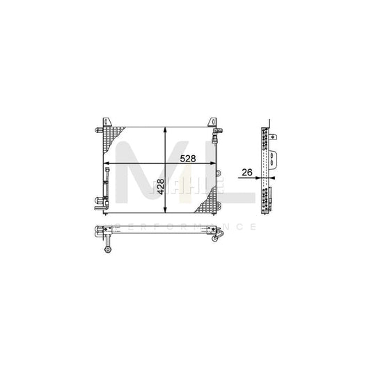 MAHLE ORIGINAL AC 656 000P Air conditioning condenser suitable for MERCEDES-BENZ SL Convertible (R107) without dryer | ML Performance Car Parts