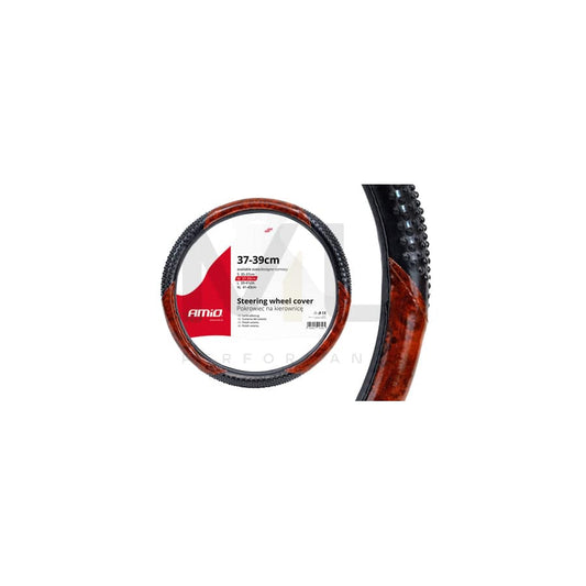 AMiO SWC-11 01369 Steering wheel cover Black, Brown, Ø: 37-39cm, Leatherette, wood effect | ML Performance Car Parts