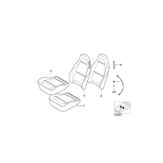 Genuine BMW 52108413145 E36 Cover Backrest Leather Left R7SW,R8SW SCHW (Inc. Z3 2.5, Z3 2.8 & Z3 2.5i) | ML Performance UK