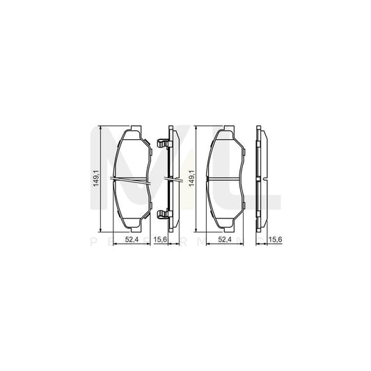 Bosch 0986424696 Brake Pad Set With Acoustic Wear Warning, With Anti-Squeak Plate BP409 | ML Performance Car Parts