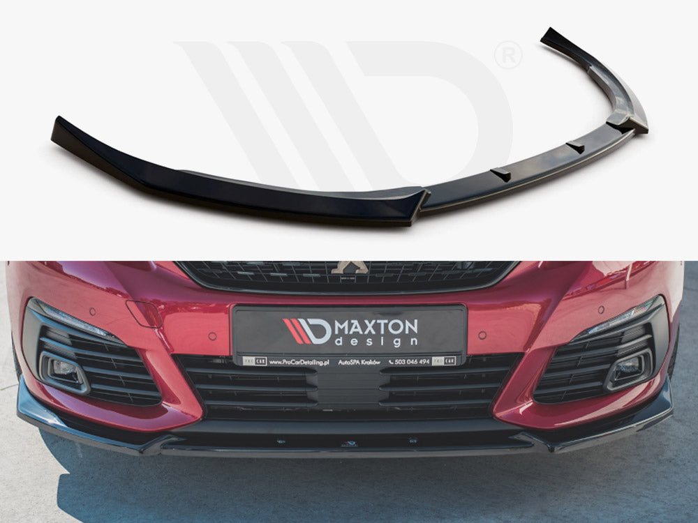 Maxton Design PE-308-2F-GT-FD1T Front Splitter V1 Peugeot 308 Gt MK2 Facelift (2017-) | ML Performance UK Car Parts
