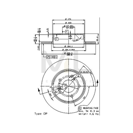 BREMBO MAX LINE 08.7211.76 Brake Disc Slotted, Solid, Coated, High-carbon, with bolts/screws | ML Performance Car Parts