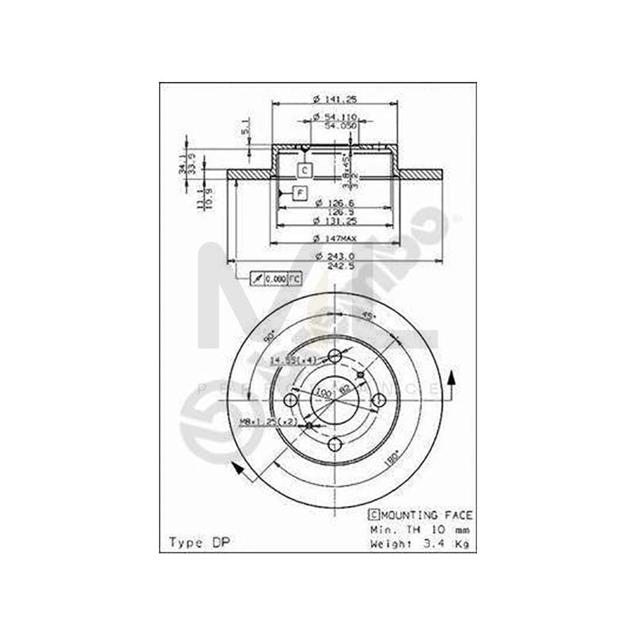 BREMBO 08.3110.10 Brake Disc for TOYOTA TERCEL Solid | ML Performance Car Parts