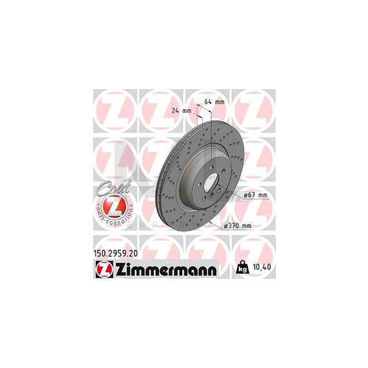 ZIMMERMANN 150.2959.20 Brake Disc Drilled dimples, Internally Vented, Coated, High-carbon | ML Performance Car Parts