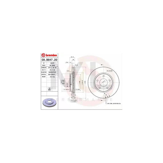 BREMBO 09.B647.20 Brake Disc for DODGE Caliber Internally Vented | ML Performance Car Parts