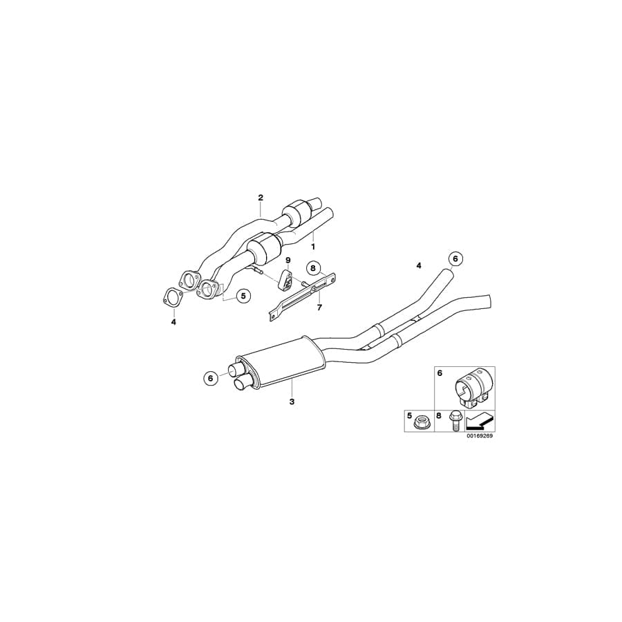 Genuine BMW 18307576341 E71 Center Muffler (Inc.  & X6 35iX) | ML Performance UK Car Parts