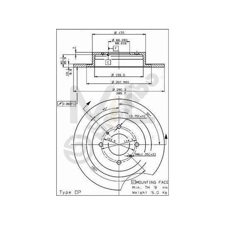 BREMBO 08.5295.20 Brake Disc for NISSAN 280ZX (HGS130) Solid | ML Performance Car Parts