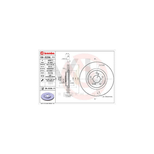 BREMBO 09.E236.11 Brake Disc Internally Vented, Coated, with bolts/screws | ML Performance Car Parts