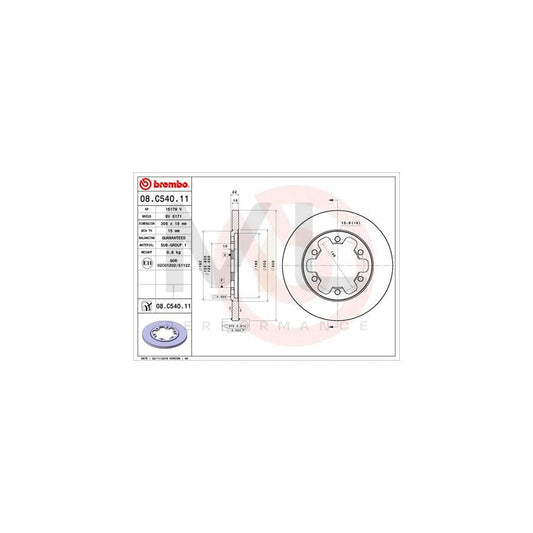 BREMBO 08.C540.11 Brake Disc for FORD TRANSIT Solid, Coated | ML Performance Car Parts