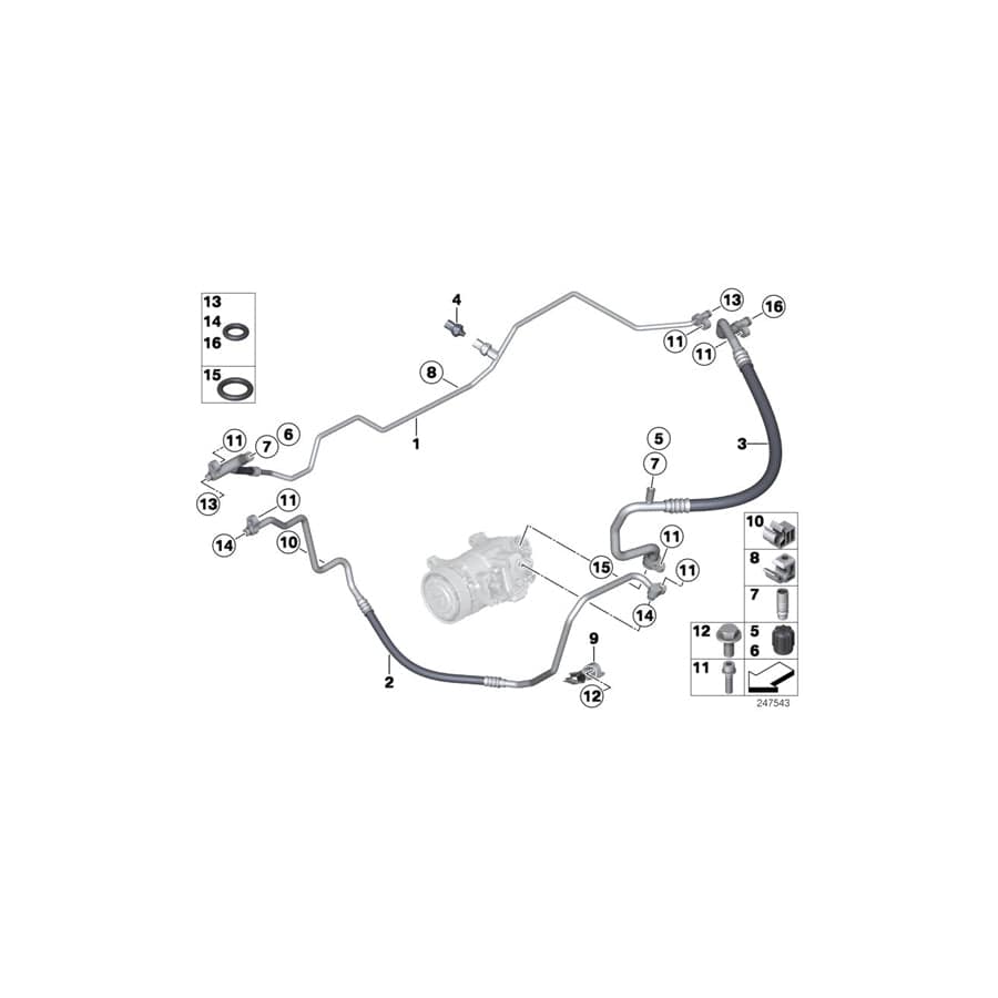 Genuine BMW 64509224833 E89 Pressure Hose,Condenser,Evaporator (Inc. Z4) | ML Performance UK Car Parts