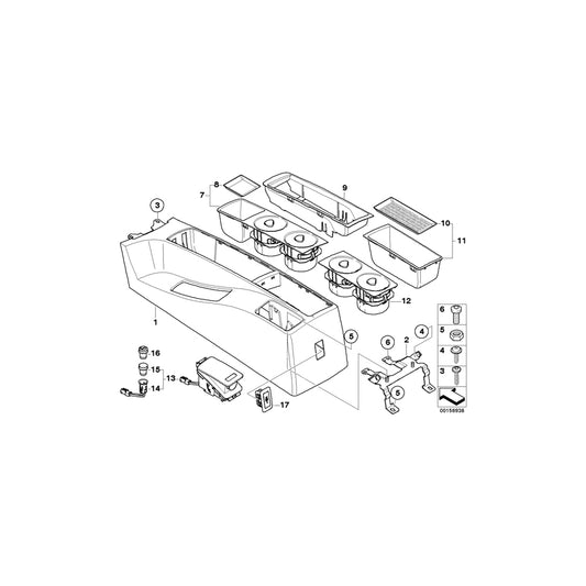 Genuine BMW 51163404749 E83 Cup Holder, Center Console Front SCHWARZ (Inc. X3 3.0d, X3 3.0si & X3 2.5i) | ML Performance UK