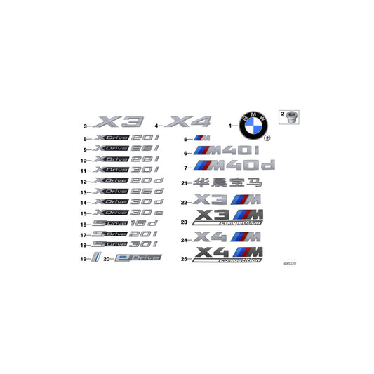 Genuine BMW 51148737327 G01 G02 Label X DRIVE 20D (Inc. X3 20dX & X4 20dX) | ML Performance UK