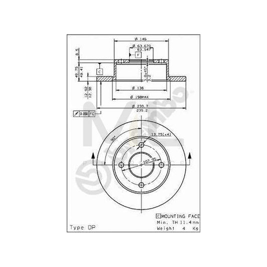 BREMBO 08.4946.20 Brake Disc for FORD SIERRA Solid | ML Performance Car Parts