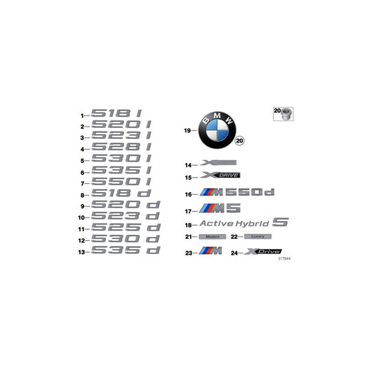 Genuine BMW 51147346530 Rear Lettering ACTIVE HYBRID 5 (Inc. Hybrid 5) | ML Performance UK