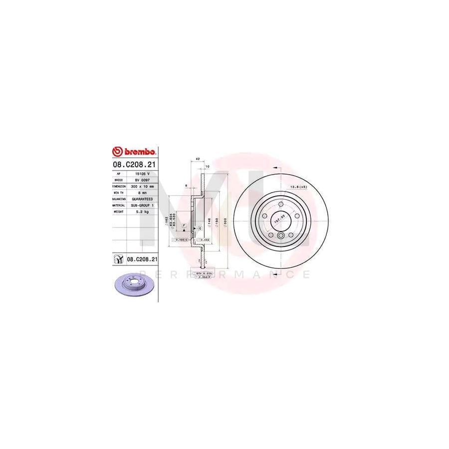 BREMBO COATED DISC LINE 08.C208.21 Brake Disc Solid, Coated | ML Performance Car Parts