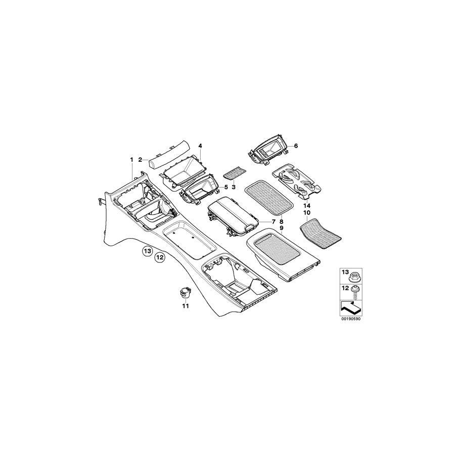Genuine BMW 51166963897 E92 E93 Console Rear SCHWARZ (Inc. 316i, 330xd & M3) | ML Performance UK