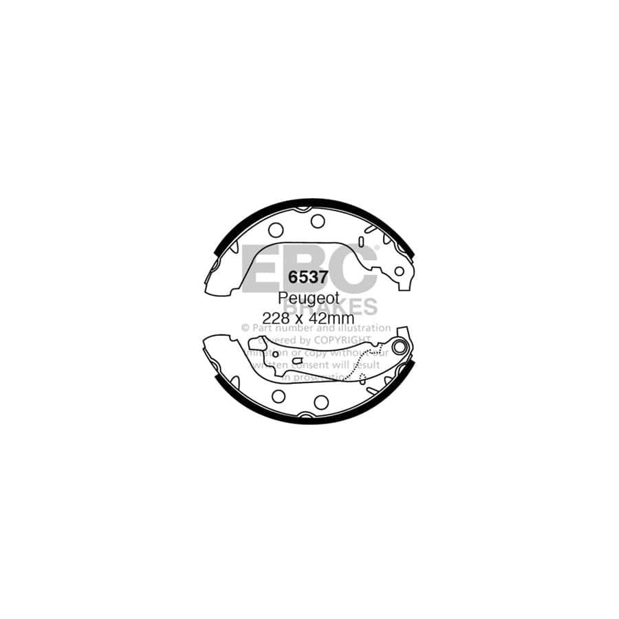 EBC 6537 Peugeot 406 Rear Brake Shoes - ATE Caliper 1 | ML Performance UK Car Parts
