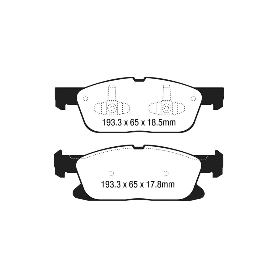 EBC PD03KF1571 Ford Yellowstuff Front Brake Pad & Plain Disc Kit - ATE Caliper (Inc. Edge, Galaxy Mk3, S-Max Mk2) 2 | ML Performance UK Car Parts