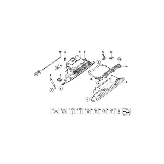 Genuine BMW 51167044003 E65 E66 E67 Key Button F Glove Box SILBER DUNKEL (Inc. 730d, 745LiS & 760Li) | ML Performance UK