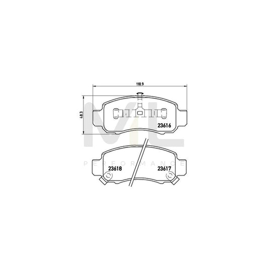 Brembo P 28 033 Brake Pad Set For Honda Insight I Coupe (Ze) With Acoustic Wear Warning | ML Performance Car Parts