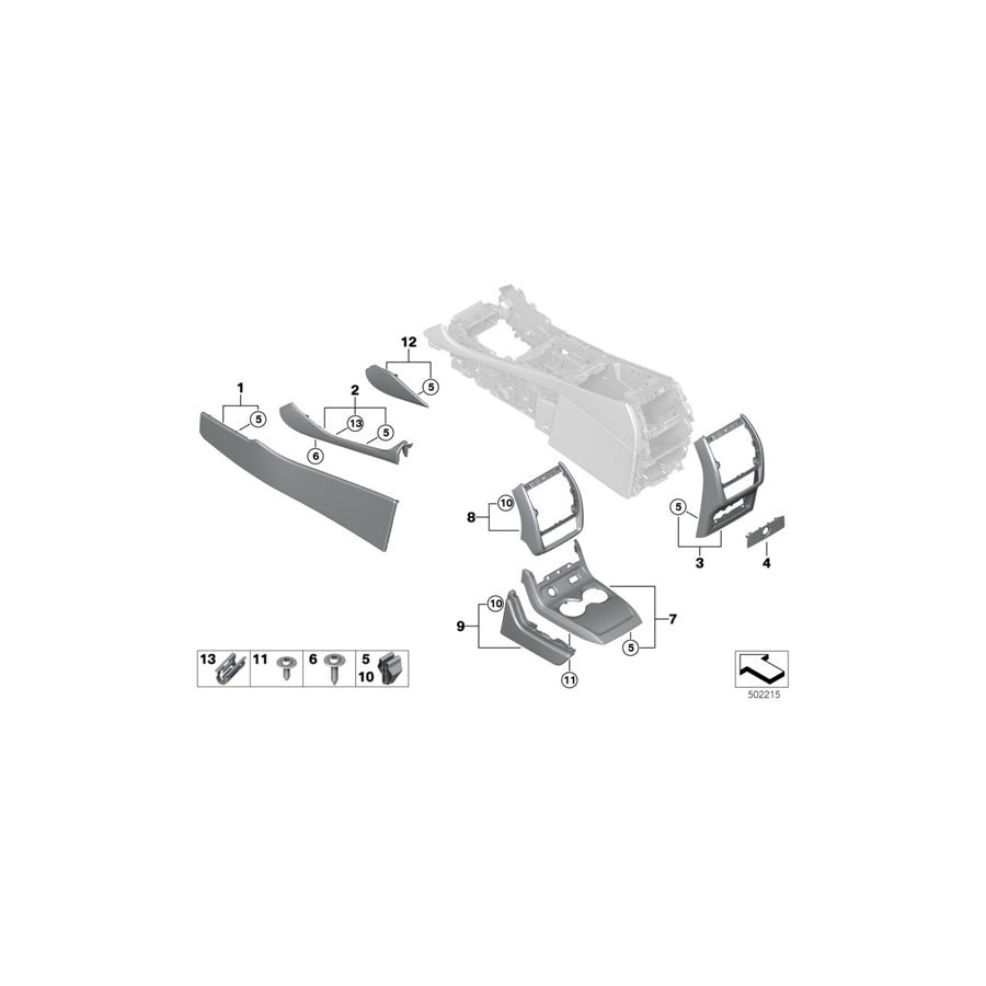 Genuine BMW 51166996505 G07 Decor Trim Detail Cntr Console Lthr Lft COFFEE (Inc. X7 M50dX, X7 M50iX & X7 50iX) | ML Performance UK
