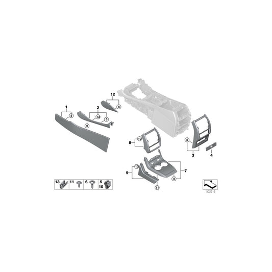 Genuine BMW 51166996505 G07 Decor Trim Detail Cntr Console Lthr Lft COFFEE (Inc. X7 M50dX, X7 M50iX & X7 50iX) | ML Performance UK