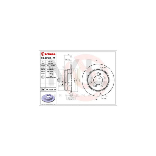 BREMBO 09.D569.21 Brake Disc Internally Vented, Coated | ML Performance Car Parts