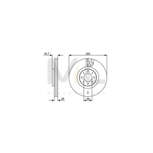 BOSCH 0 986 479 530 Brake Disc for LANCIA Delta III (844) Vented, Oiled, High-carbon, with bolts/screws | ML Performance Car Parts