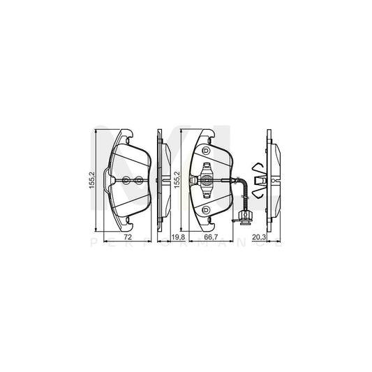 Bosch 0986495129 Brake Pad Set Incl. Wear Warning Contact, With Anti-Squeak Plate, With Mounting Manual BP1548 | ML Performance Car Parts