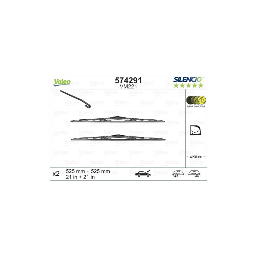 Valeo Silencio Conventional Set, Silencio Performance 574291 Wiper Blade | ML Performance UK Car Parts