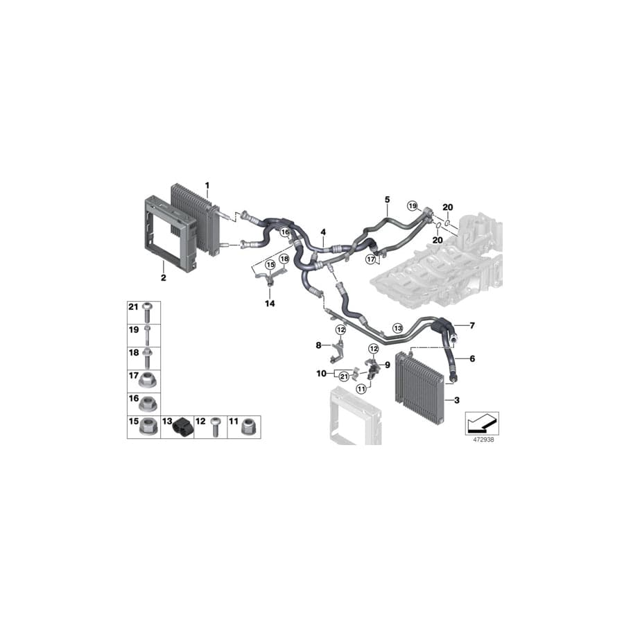 Genuine BMW 17227952925 G12 Line Rad.Feed Engine - Engine Oil Cooler right (Inc. M760iX & M760LiX) | ML Performance UK Car Parts