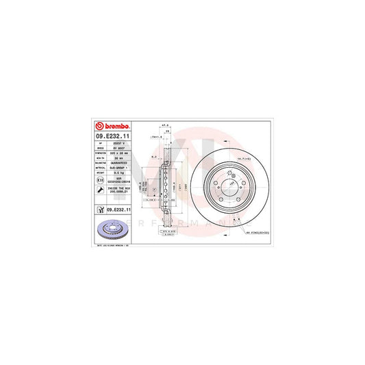 BREMBO 09.E232.11 Brake Disc for Internally Vented, Coated, with bolts/screws | ML Performance Car Parts