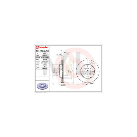BREMBO 09.6905.10 Brake Disc for SUZUKI SWIFT Internally Vented | ML Performance Car Parts