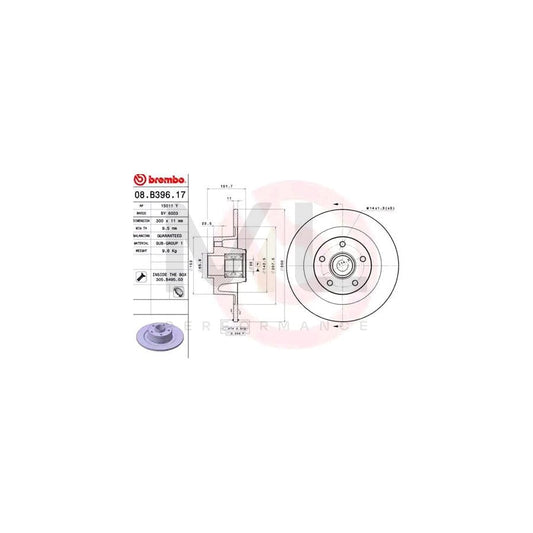 BREMBO BEARING DISC LINE 08.B397.17 Brake Disc Solid, with ABS sensor ring, with wheel bearing set | ML Performance Car Parts