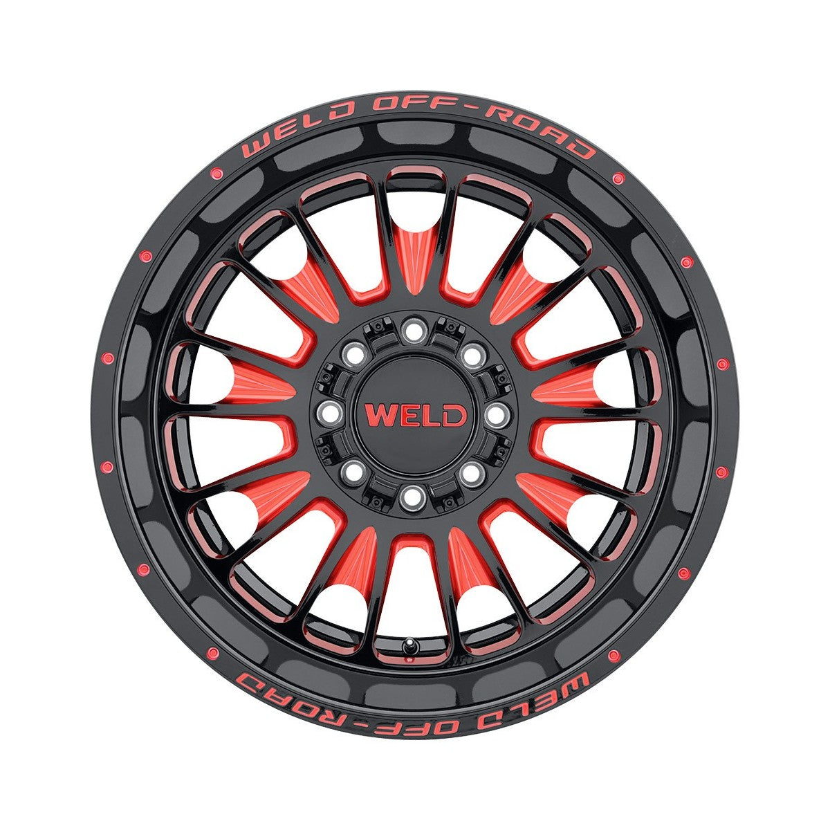 Weld W12222018475 Scorch W122 Wheel 22x12 8x180 ET-44 BS4.75 Gloss Black MIL RED