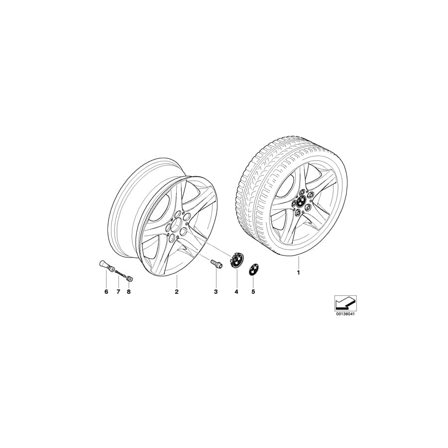 Genuine BMW 36116775623 E81 E87 Light Alloy Rim 71/2JX17 ET:47 (Inc. 116i, 128i & 135i) | ML Performance UK Car Parts