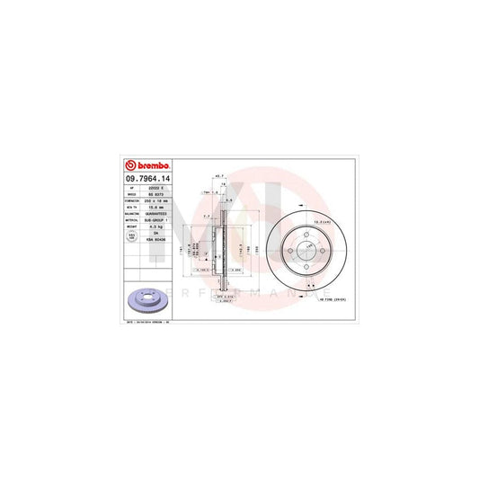 BREMBO 09.7964.11 Brake Disc Internally Vented, Coated | ML Performance Car Parts