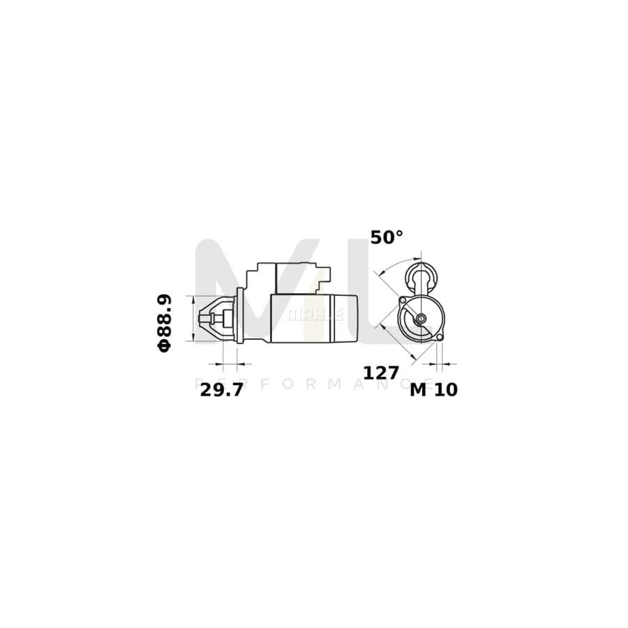 MAHLE ORIGINAL MS 482 Starter motor 12V 3,6kW, Teeth Quant.: 9, Oiltight | ML Performance Car Parts