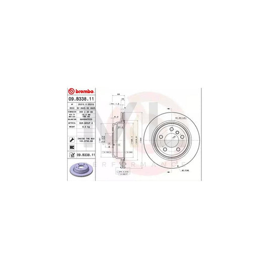 BREMBO COATED DISC LINE 09.B338.11 Brake Disc Internally Vented, Coated, High-carbon, with bolts/screws | ML Performance Car Parts
