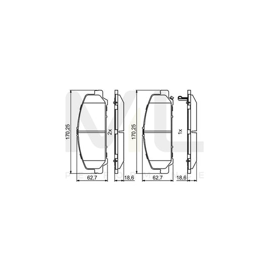 Bosch 0986495375 Brake Pad Set With Acoustic Wear Warning, With Anti-Squeak Plate BP1725 | ML Performance Car Parts